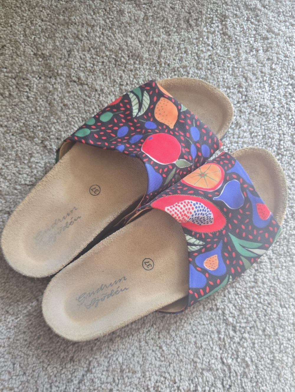 Garden Print Slide Sandals - Multicolor